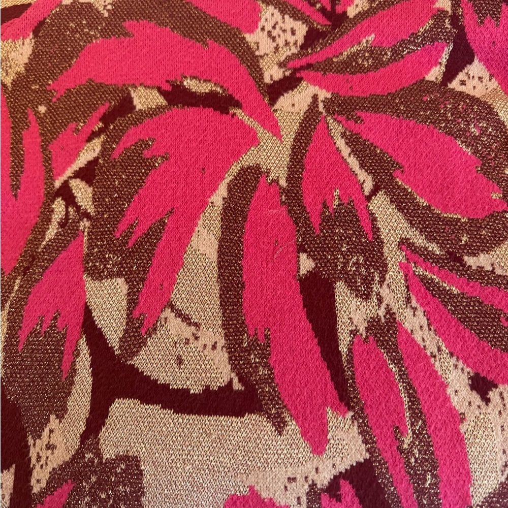 Anthropologie Pink and Brown Leaf Sweater - Picture 7 of 7